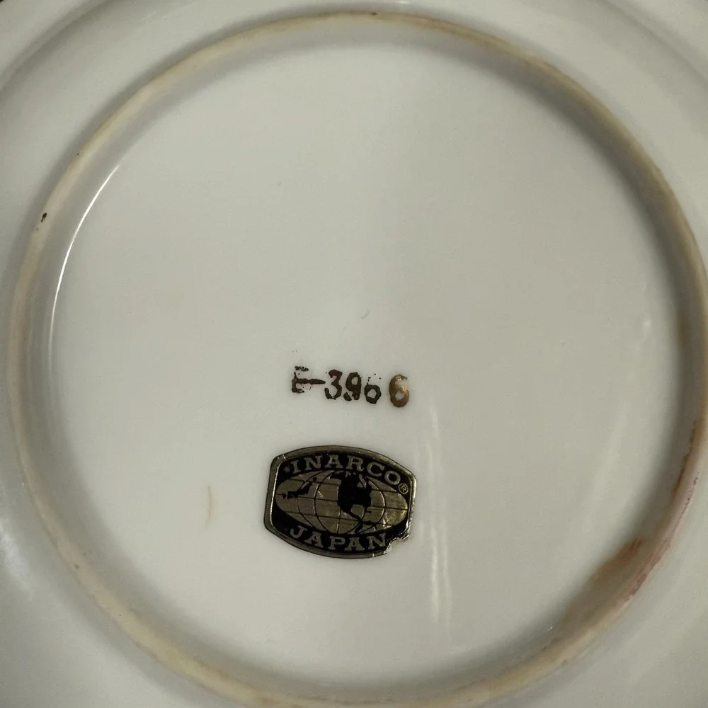 Vintage Inarco Japan Teacup Saucer Roses Gold Trim Lusterware Iridescent Rainbow
